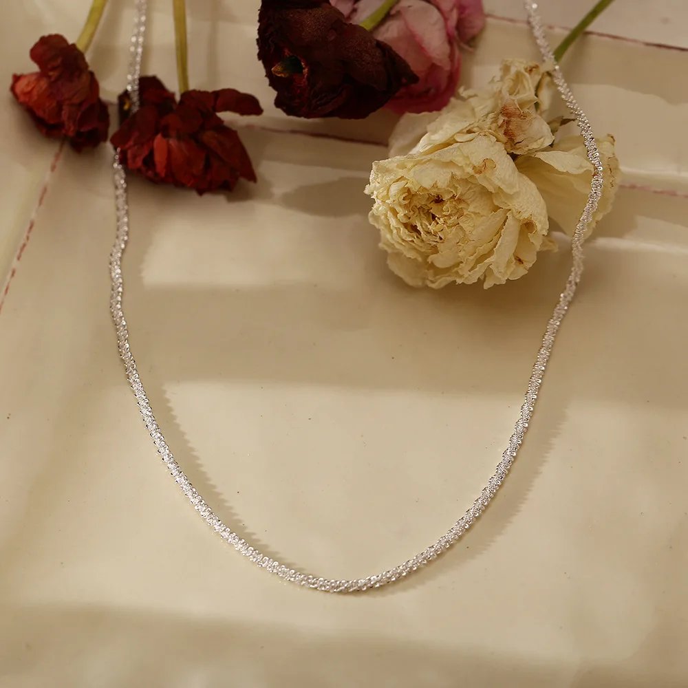 Collier scintillant couleur argent pour femmes, chaîne de clavicule tendance, ras du cou pour filles, accessoires bijoux de fête de mariage coréen