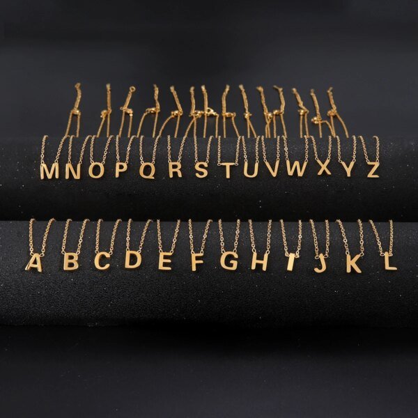 Collier minimaliste avec lettres initiales A-Z, chaînes ras du cou en acier inoxydable – Image 2