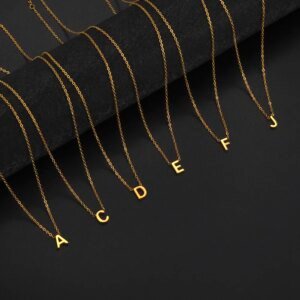 Collier minimaliste avec lettres initiales A-Z, chaînes ras du cou en acier inoxydable