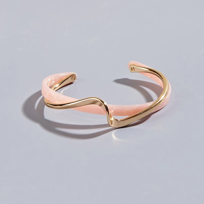 Bracelets de coquillages blancs pour femmes, métal courbé, géométrique, ouverture en forme de C, bijoux cadeaux