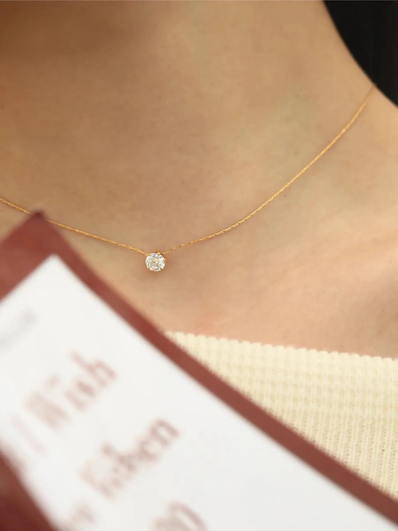Peri'sbox – collier à breloques Solitaire minimaliste et délicat, chaîne en acier inoxydable Anti-ternissement, rond en pierre Cz transparente, nouveau