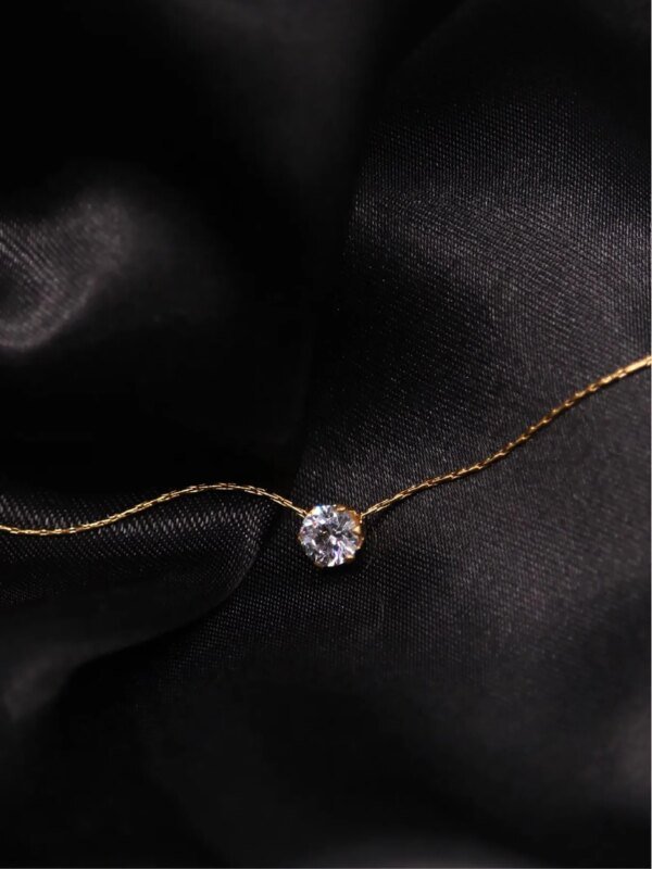 Collier Solitaire minimaliste et délicat, chaîne en acier inoxydable – Image 4