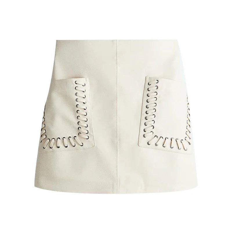 Jupes en cuir avec poches aux hanches