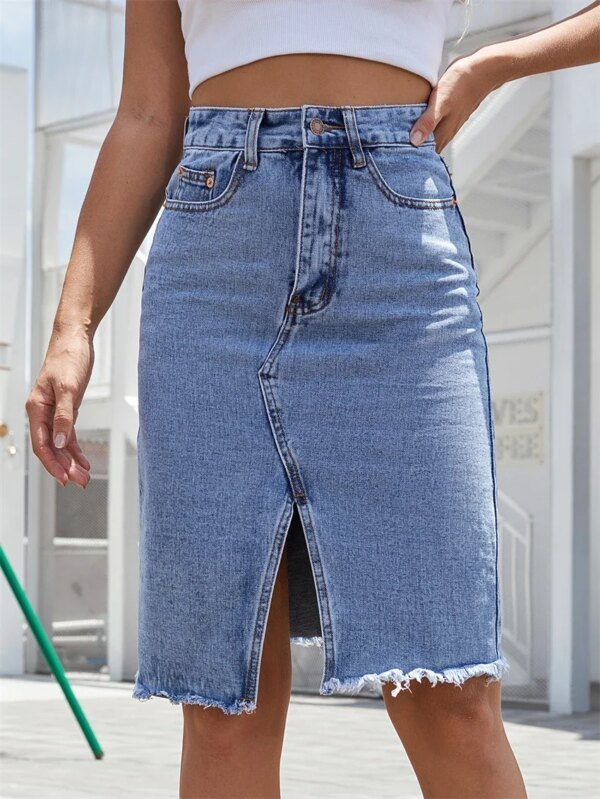 Jupe fente avant en jean – Image 4