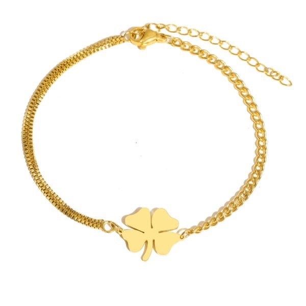 Bracelets en acier inoxydable, pendentif trèfles porte-bonheur – Image 6
