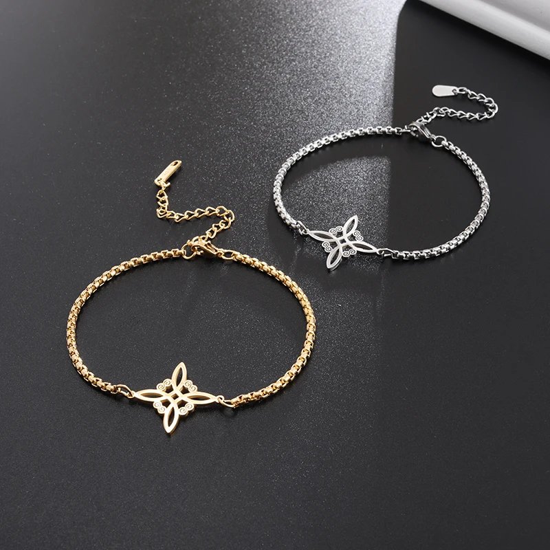 Bracelet à Nministériels d Irlandais de Sorcière en Acier Inoxydable, Bijou à la Mode, Personnalité Simple, Breloque pour Femme