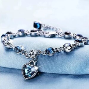 Bracelet élégant coeur bleu cristal