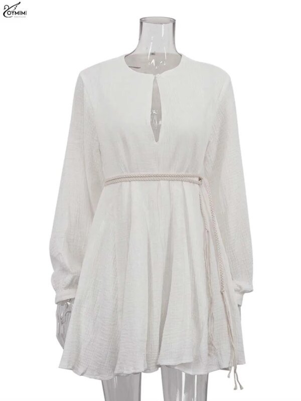 Robe bohème élégante en coton blanc cassé – Image 4
