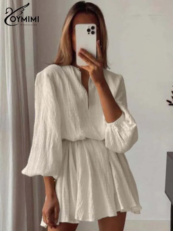 Robe bohème élégante en coton blanc cassé – Image 2