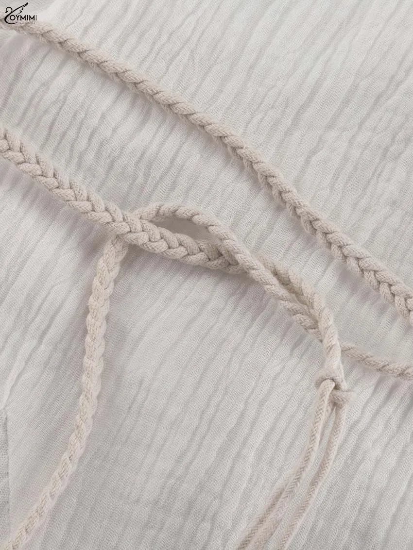 Robe bohème élégante en coton blanc cassé Robe bohème élégante en coton blanc cassé