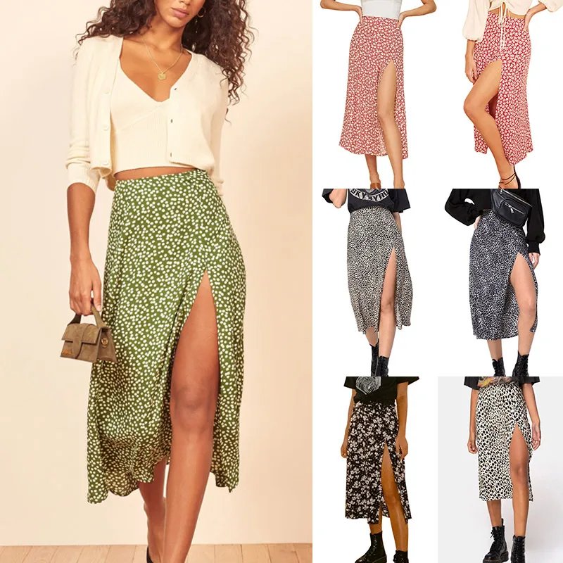 Jupe d'été imprimé léopard ou floral, taille haute Jupe d'été imprimé léopard ou floral, taille haute