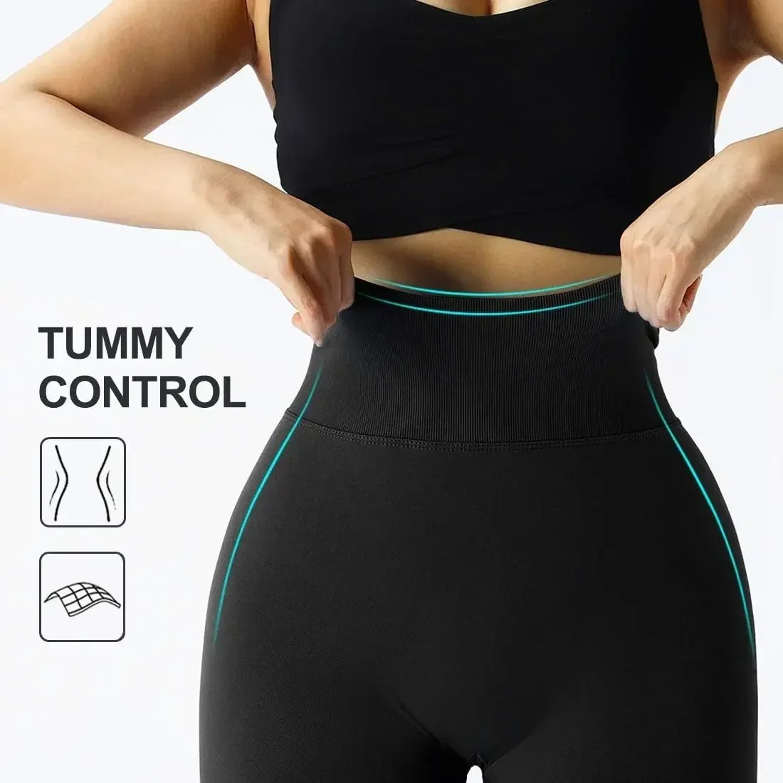 Pantalon de Fitness tricoté sans couture pour femmes, taille haute et hanches serrées, fesses pêche, taille haute, couleur chair, Yoga