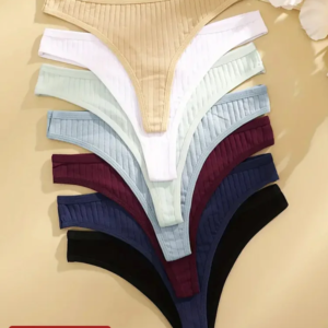 6 pièces/ensemble femmes coton tongs culottes femme côtelé taille basse string dames Sexy Bikini 7 couleur unie fille doux S-XL intimes