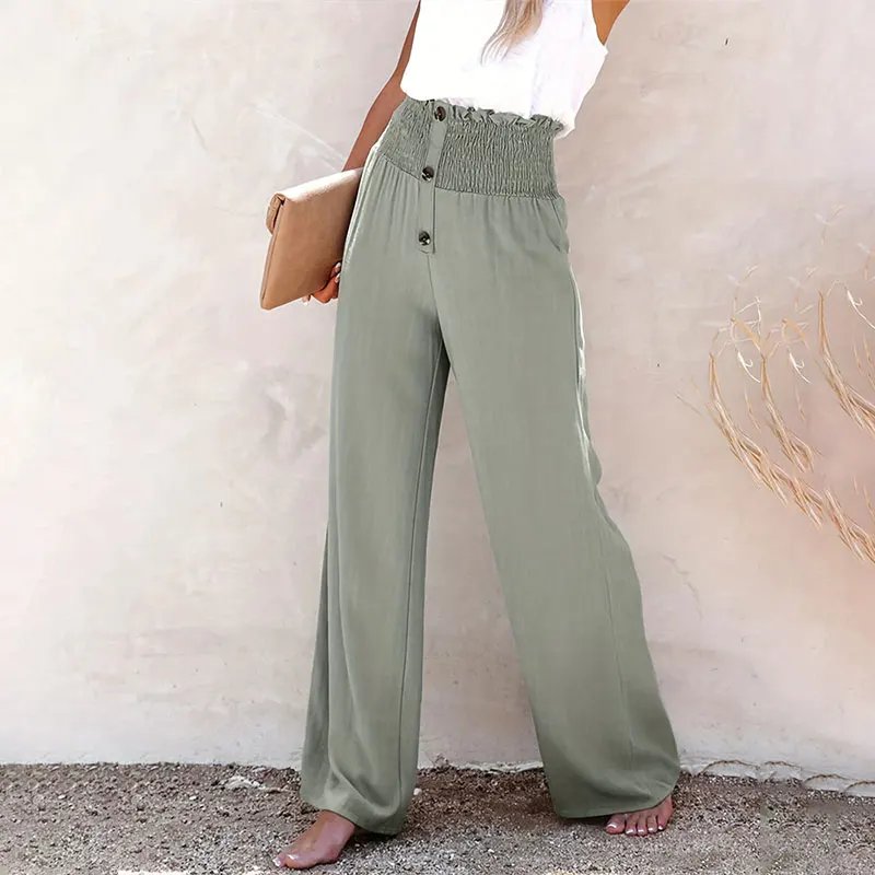 Pantalon ample d'été en coton et lin