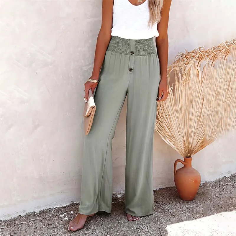 Pantalon ample d'été en coton et lin