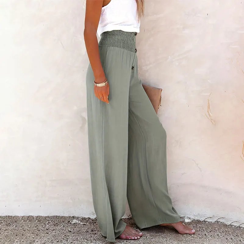 Pantalon ample d'été en coton et lin