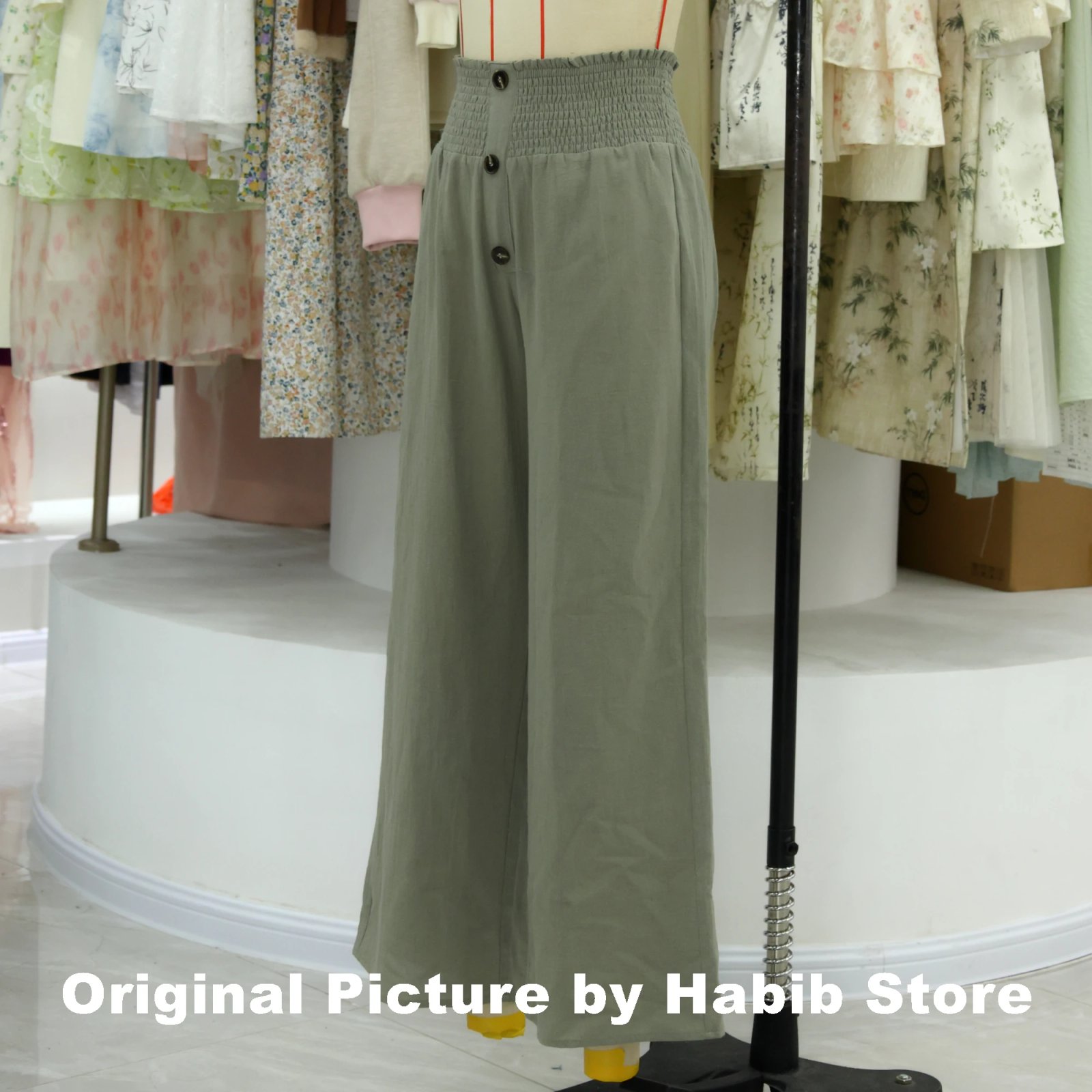 Pantalon ample d'été en coton et lin