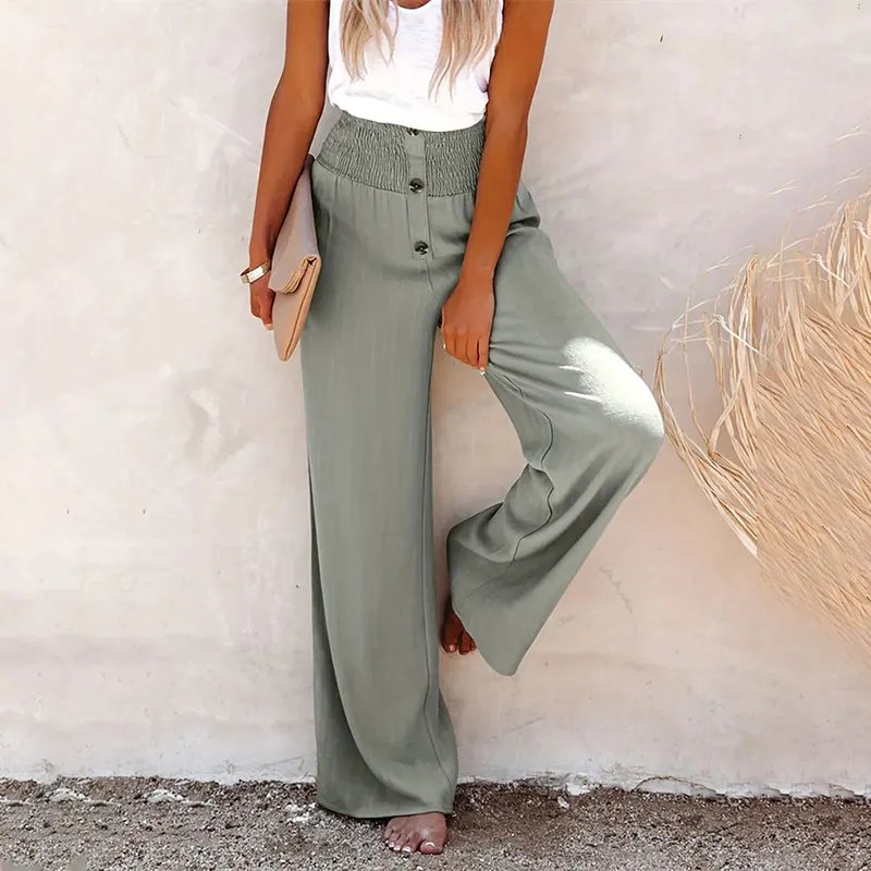 Pantalon ample d'été en coton et lin