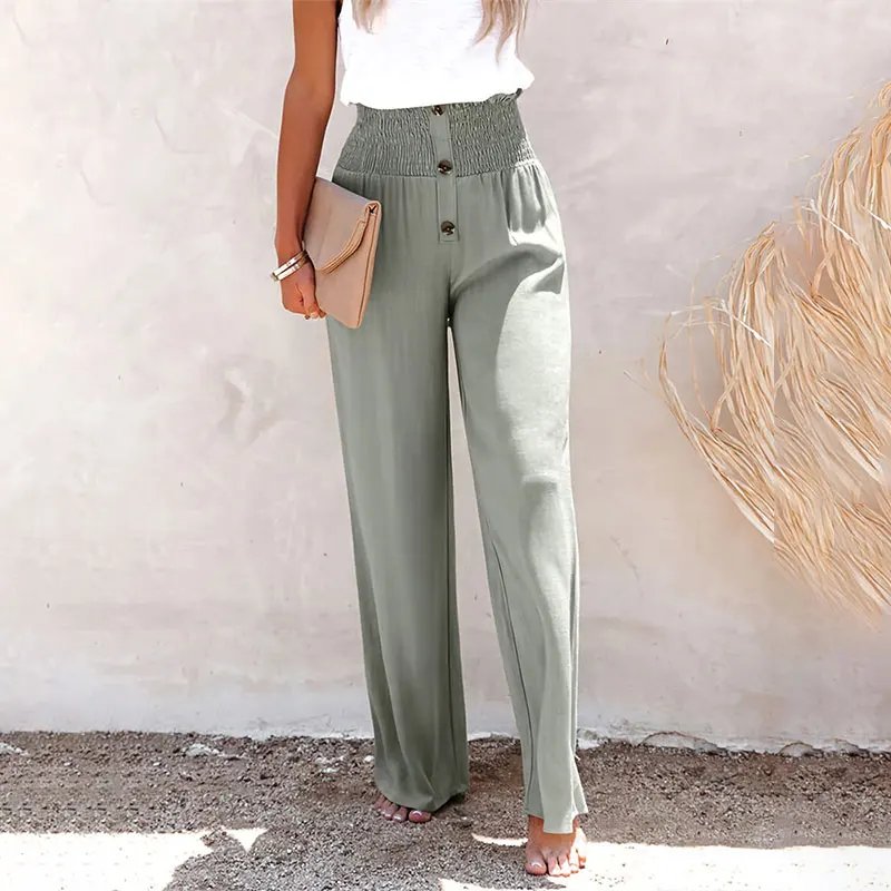 Pantalon ample d'été en coton et lin