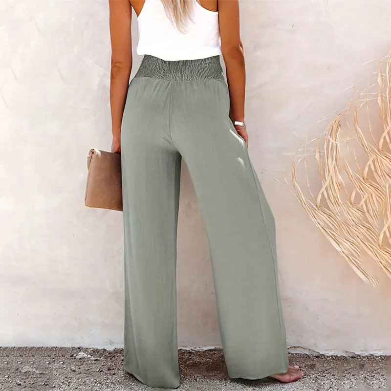 Pantalon ample d'été en coton et lin