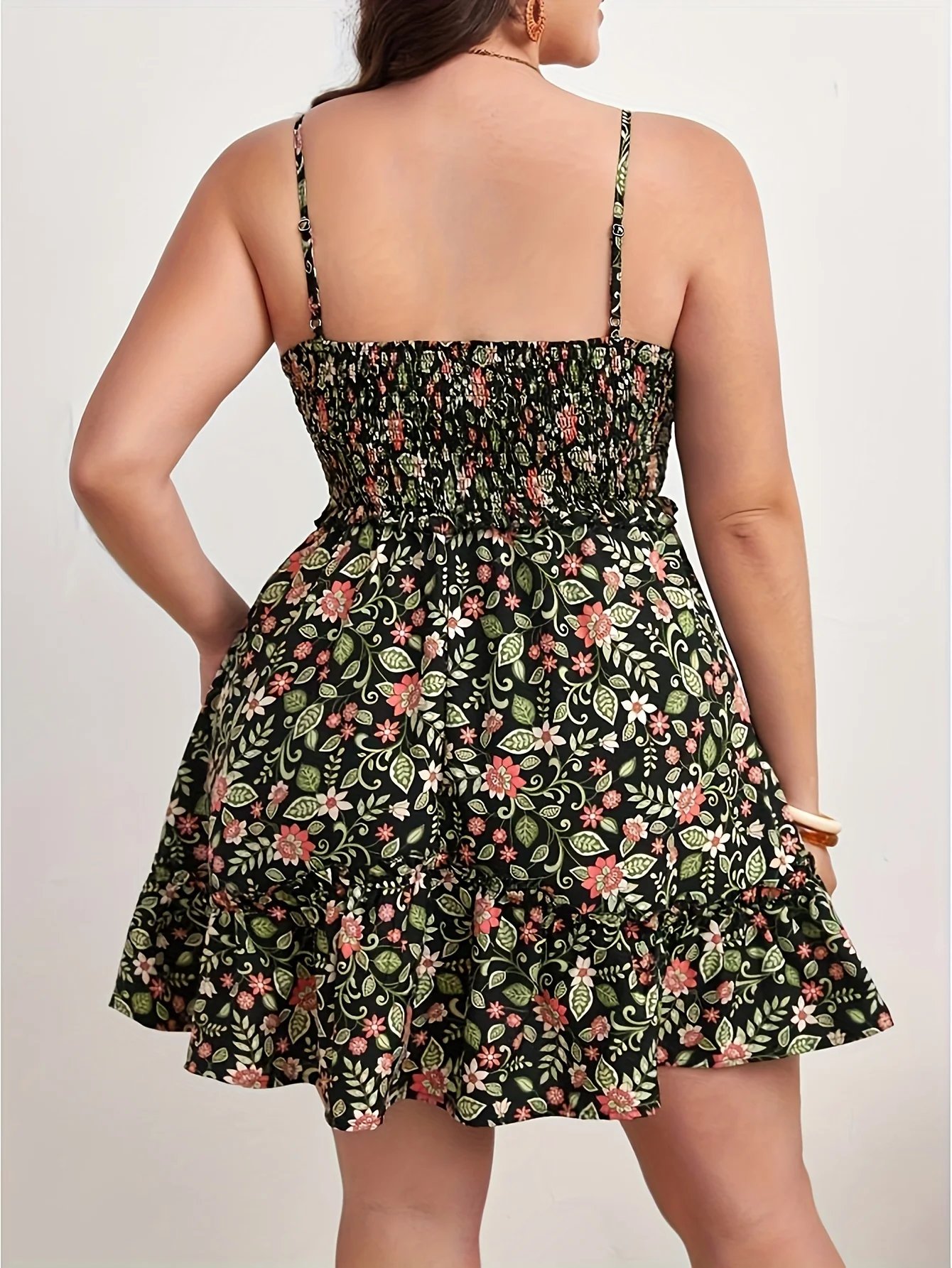 Robe imprimé fleuri à volants Grande taille