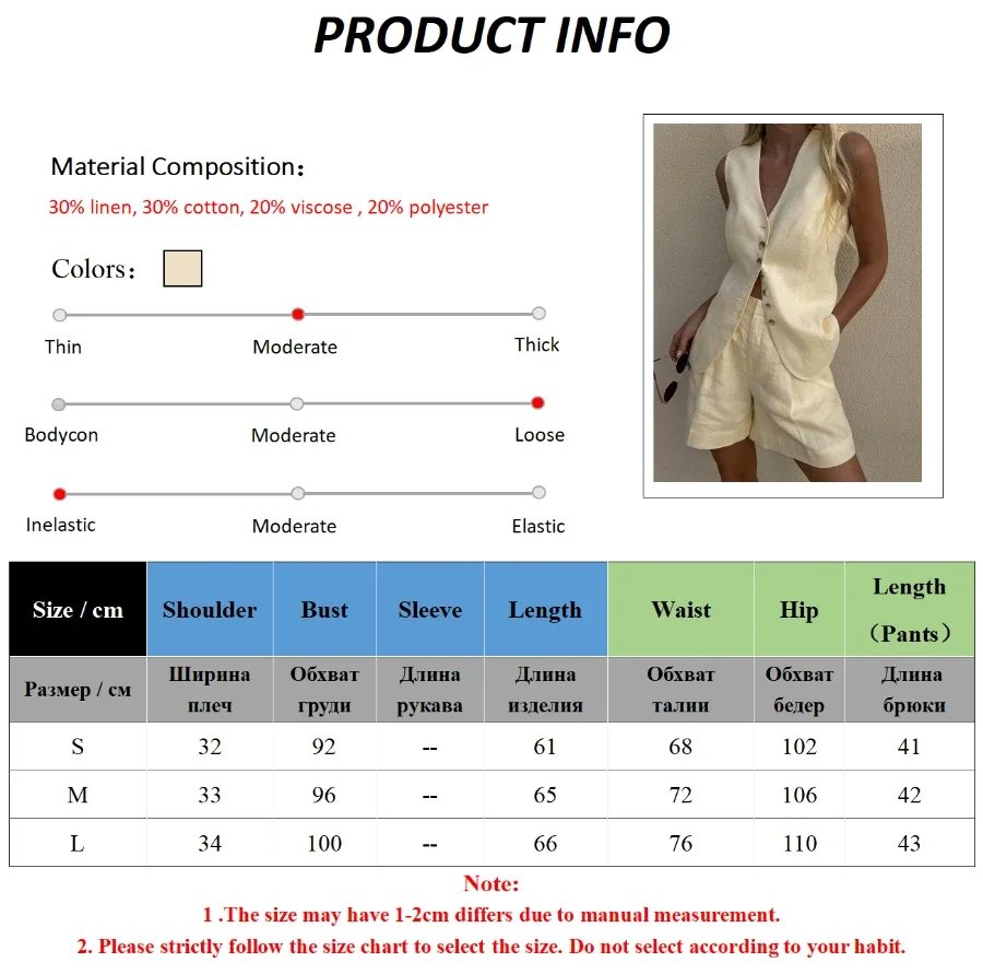 Gilet et short élégant en coton et lin