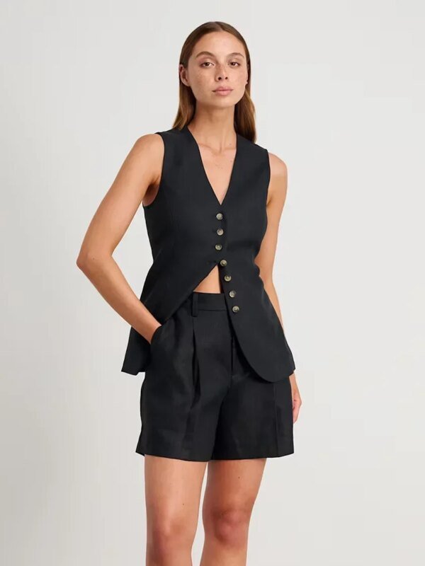 Gilet et short élégant en coton et lin – Image 3
