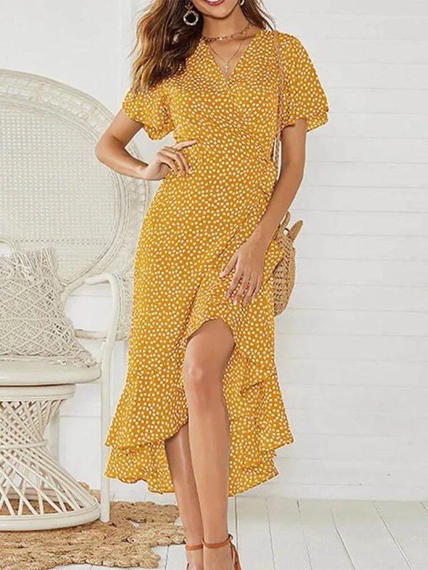Robe longue imprimé floral avec fente – Image 3
