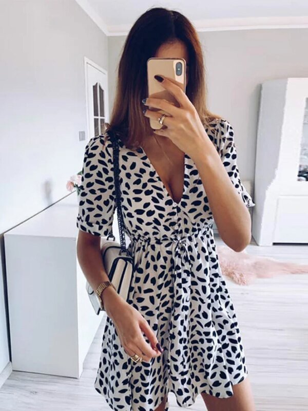 Robe imprimé avec bouton