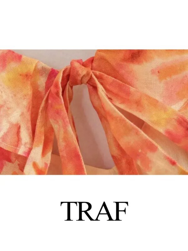 Robe Orange à volants imprimé – Image 6