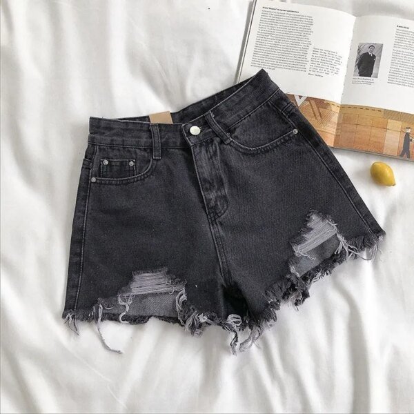 Short en jean déchiré taille haute – Image 3