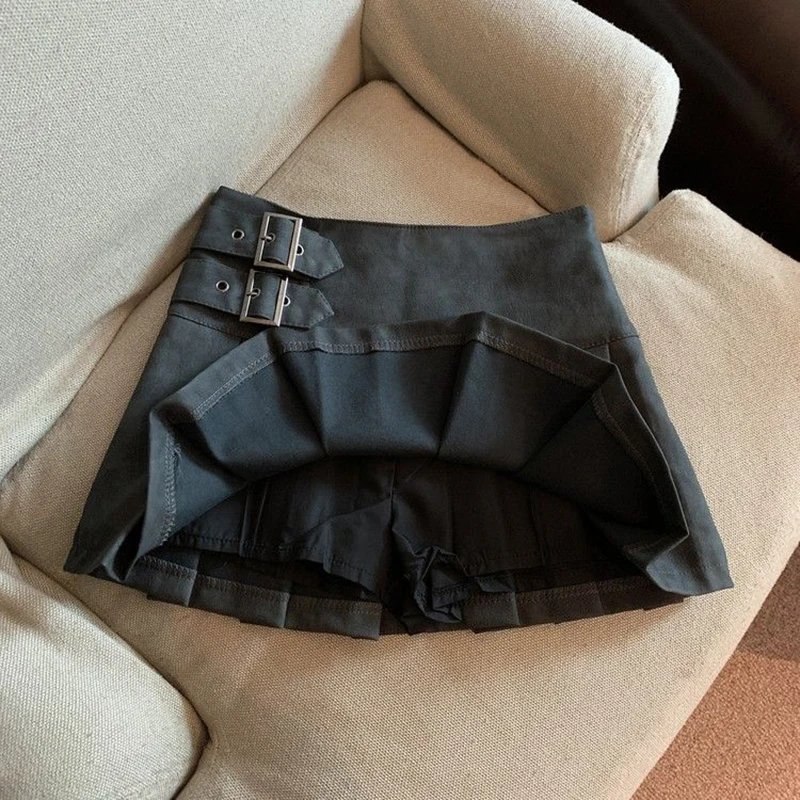 Jupe plissé effet cuir taille haute