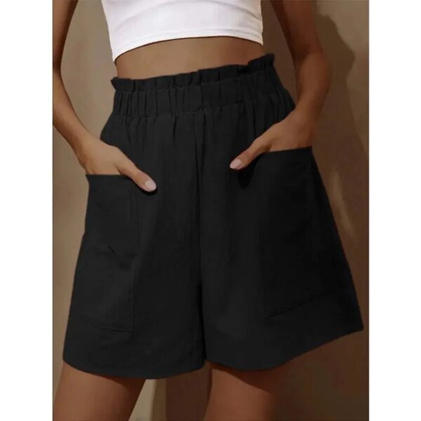 Short taille haute en coton et lin – Image 6