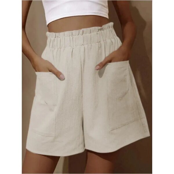 Short taille haute en coton et lin – Image 2
