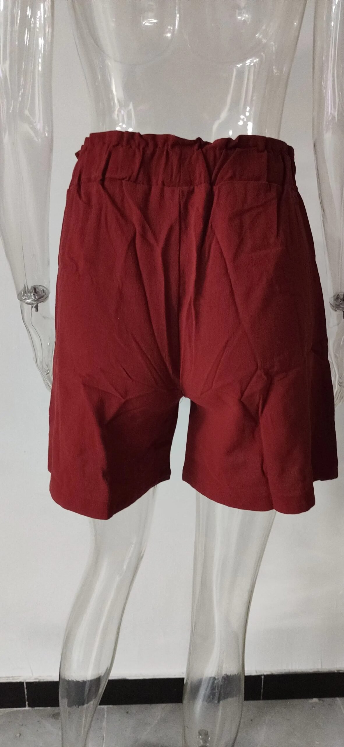 Short taille haute en coton et lin