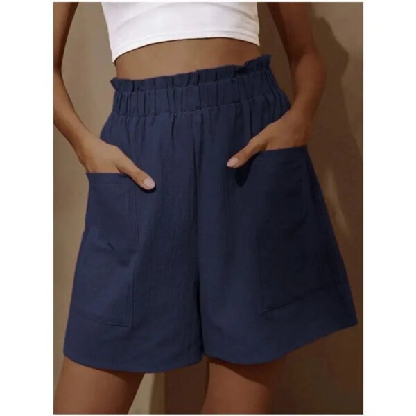 Short taille haute en coton et lin – Image 4