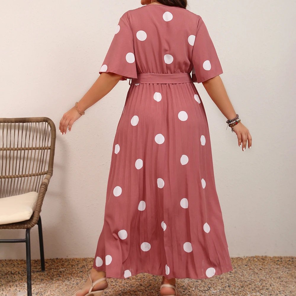Robe élégante col en v à pois