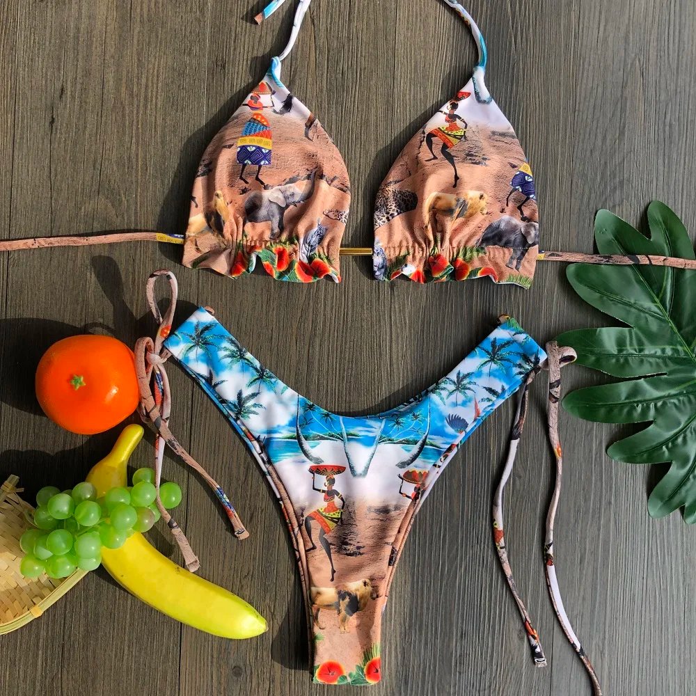 Maillots de bain échancré imprimé coloré