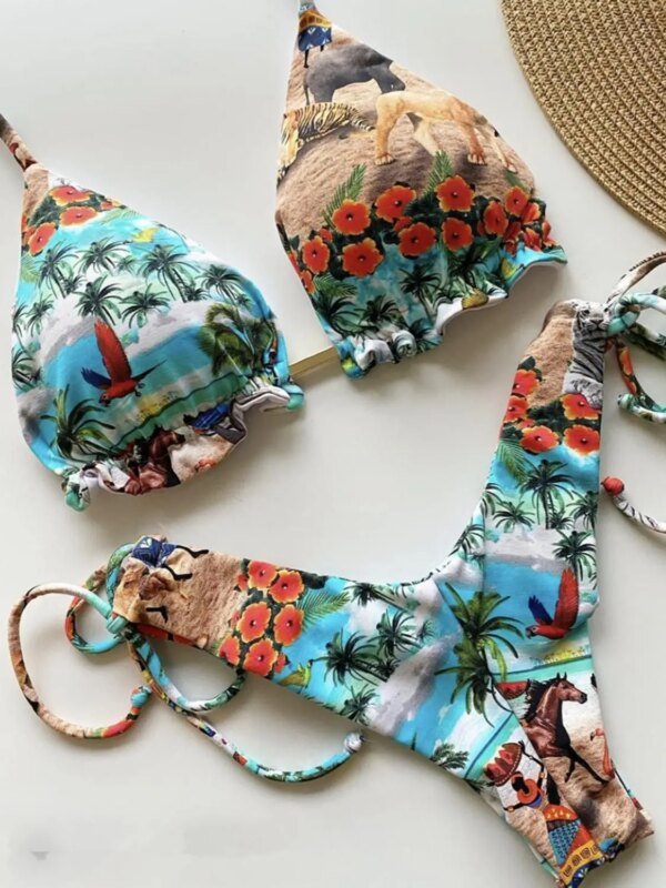 Maillots de bain échancré imprimé coloré – Image 2