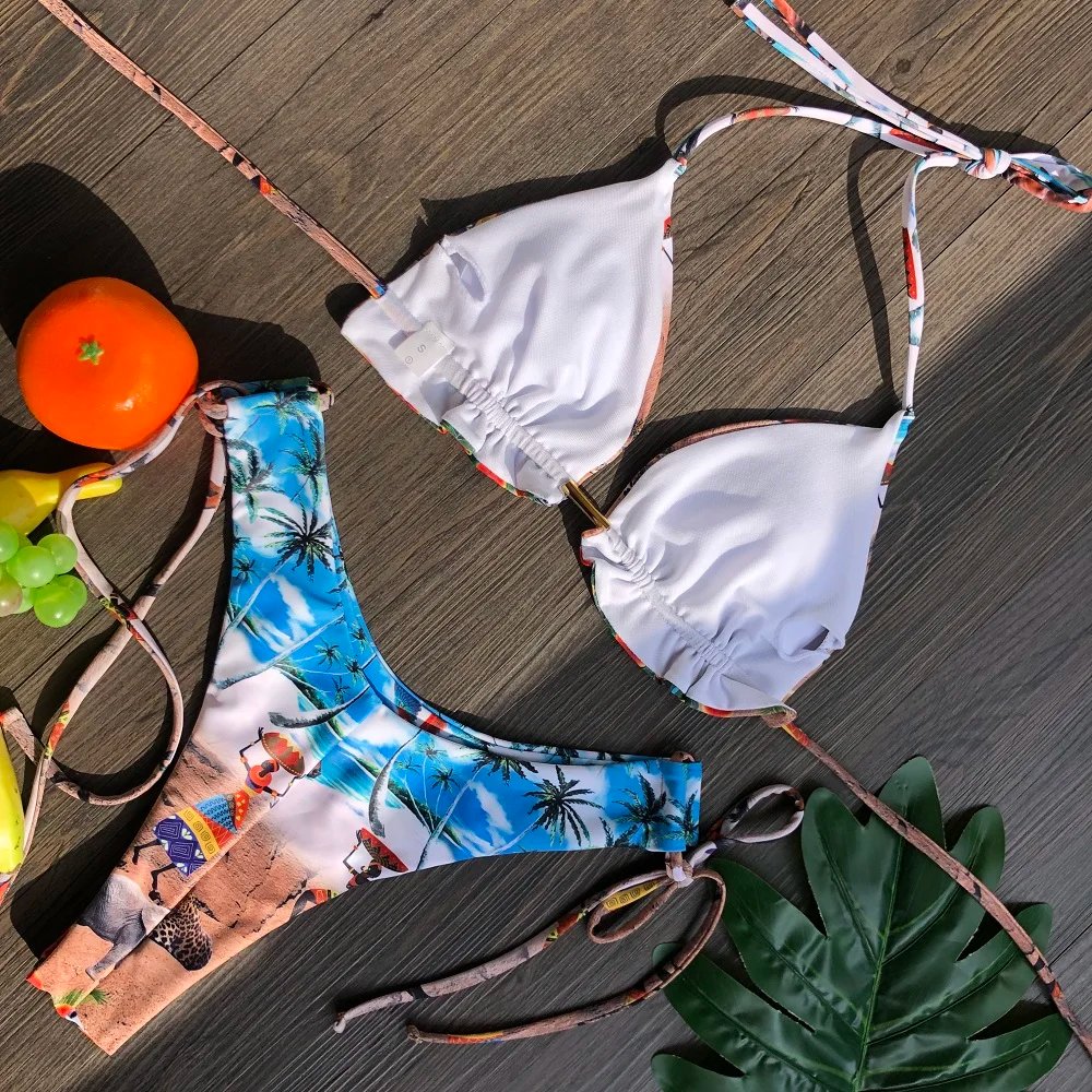 Maillots de bain échancré imprimé coloré