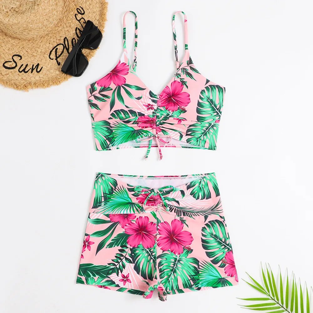 Maillot de bain imprimé floral, taille haute