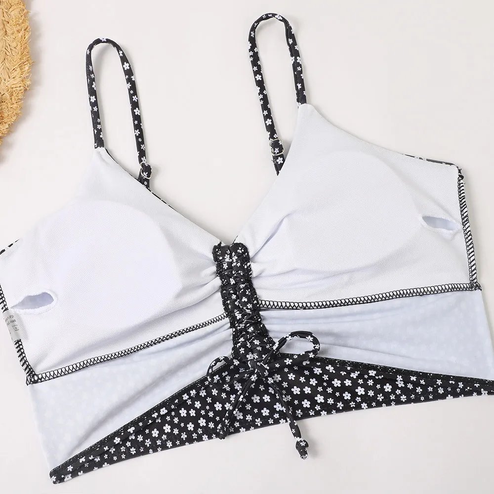 Maillot de bain imprimé floral, taille haute