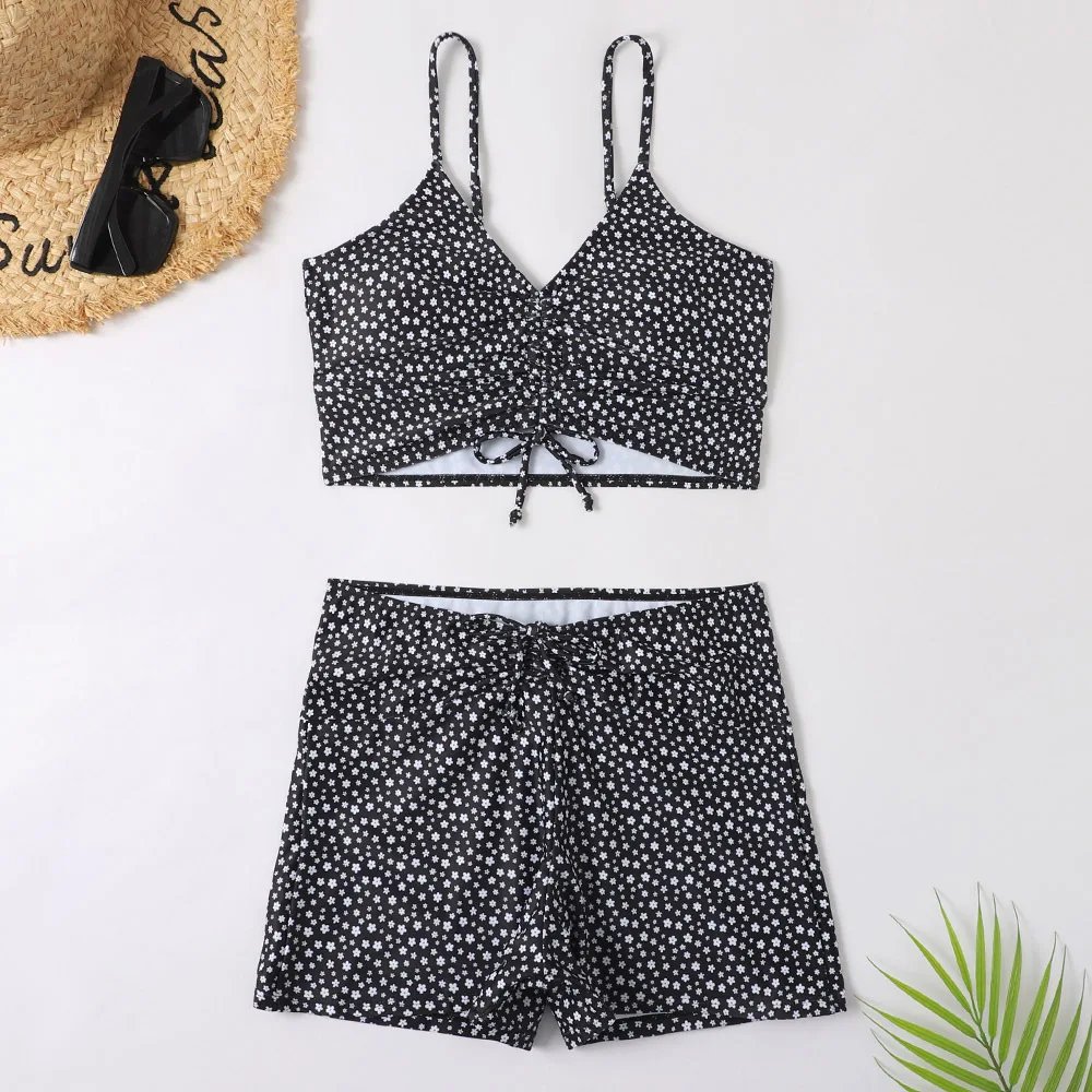 Maillot de bain imprimé floral, taille haute