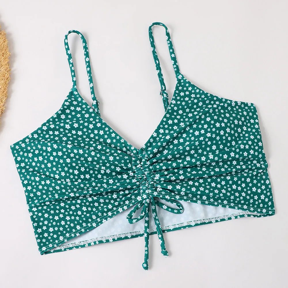 Maillot de bain imprimé floral, taille haute