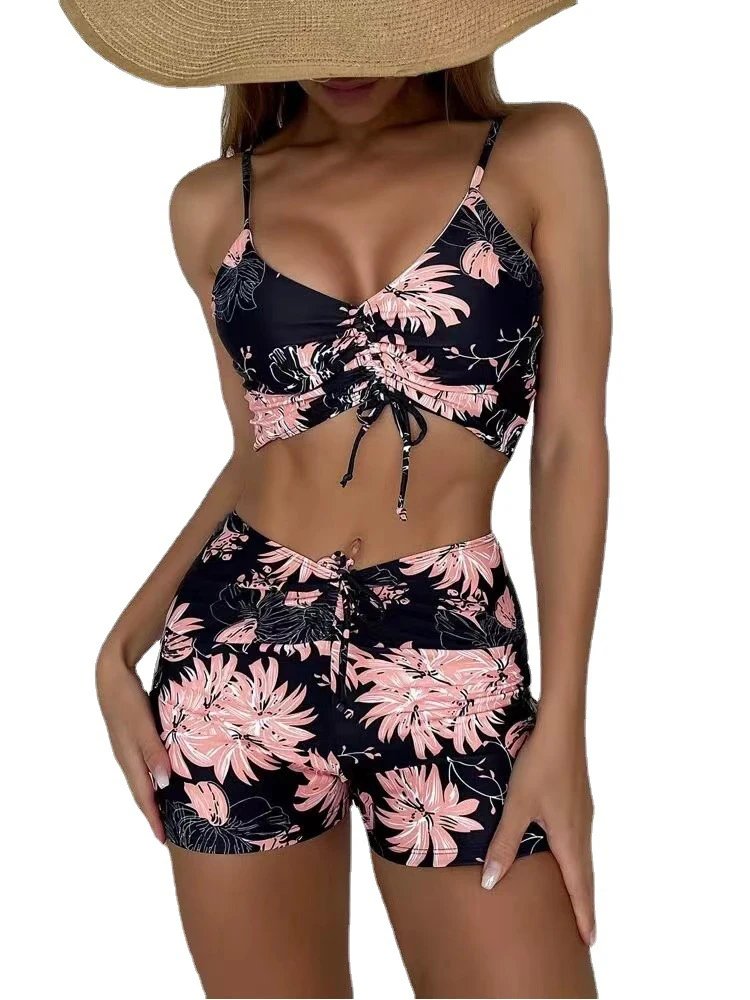 Maillot de bain imprimé floral, taille haute