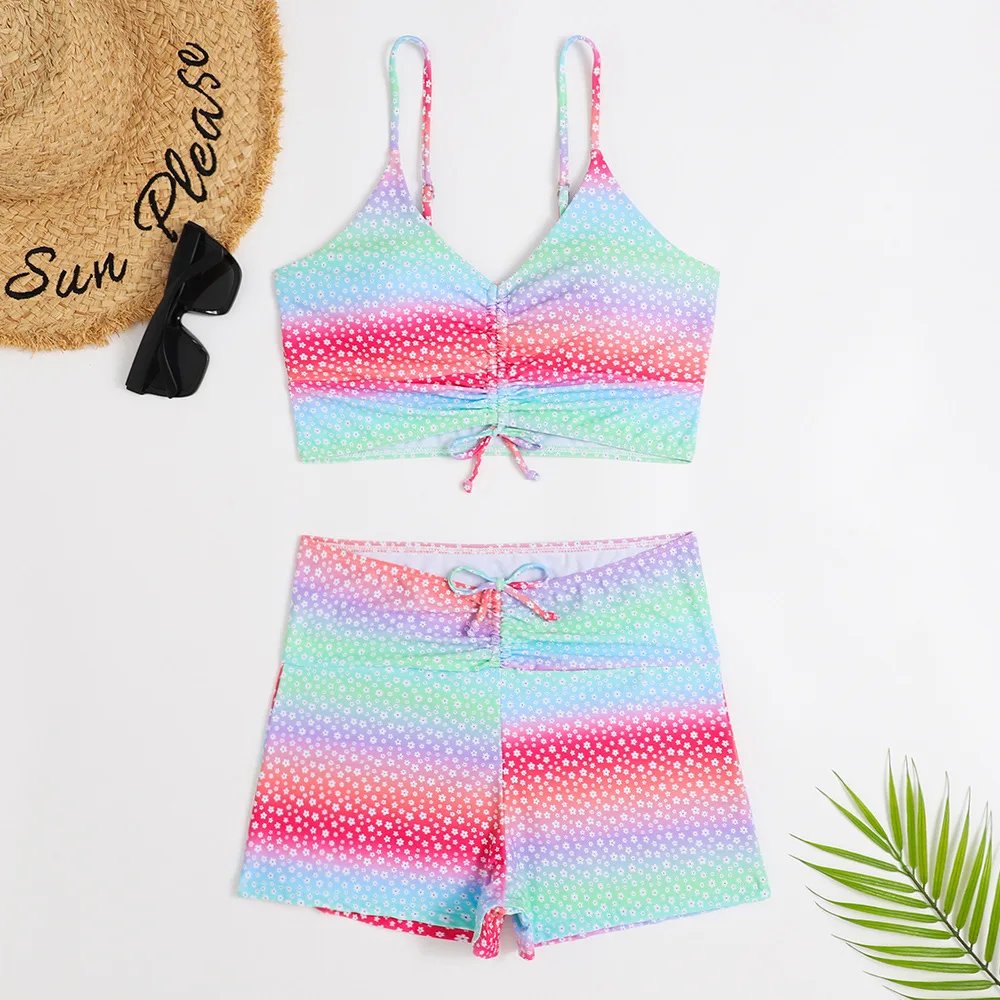 Maillot de bain imprimé floral, taille haute