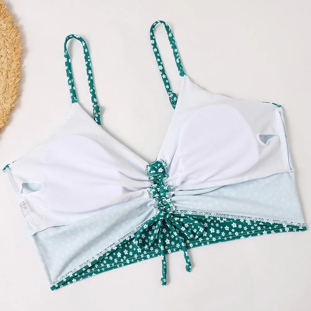 Maillot de bain imprimé floral, taille haute