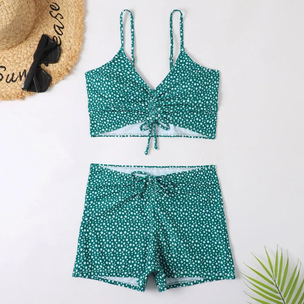 Maillot de bain imprimé floral, taille haute