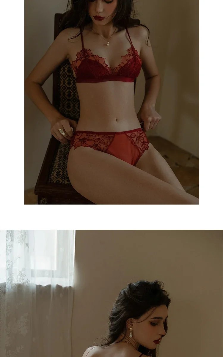 Lingerie en dentelle brodée sans armatures
