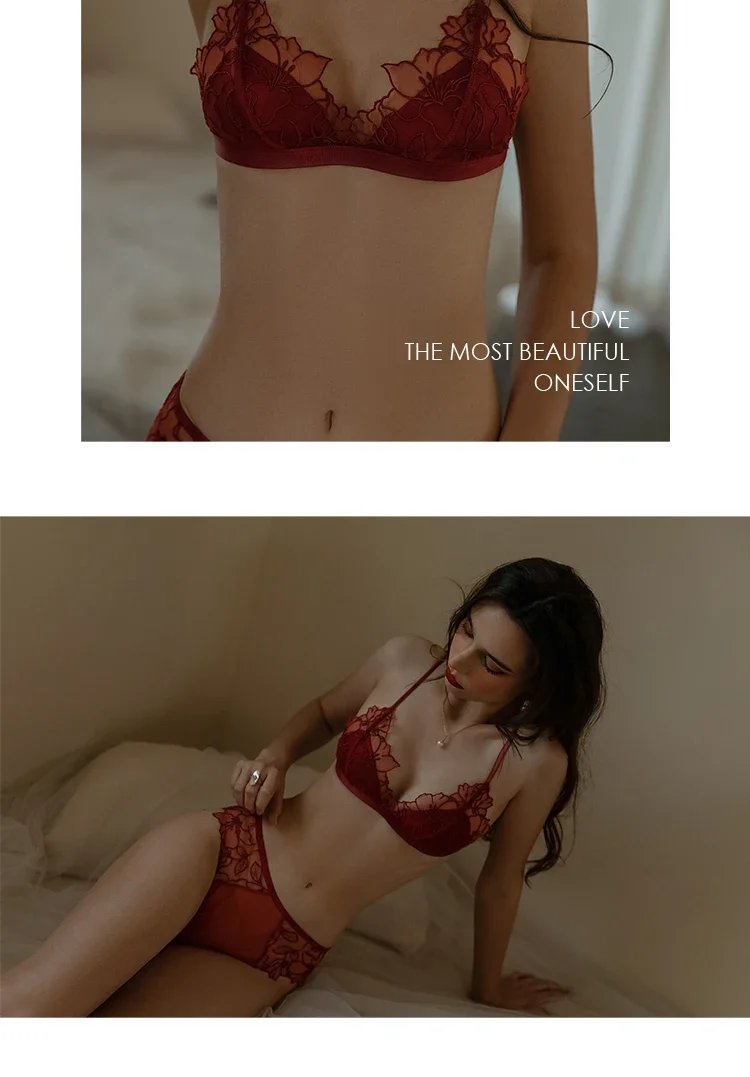 Lingerie en dentelle brodée sans armatures